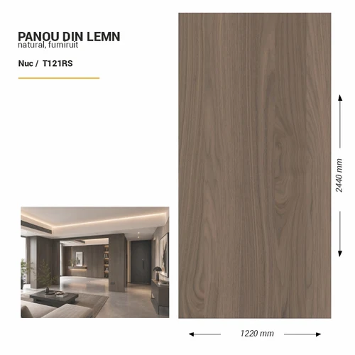Panou din lemn furniruit, T121RS, Nuc, 2440x1220x3.8mm