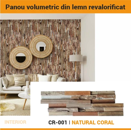 Panou volumetric din lemn natural NATURAL CORAL CR-001