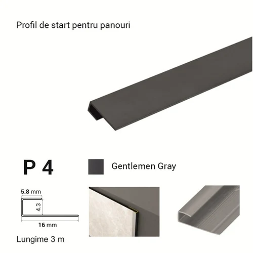 P4, Profil de start p/u panouri, 3 m, Gentleman Gray