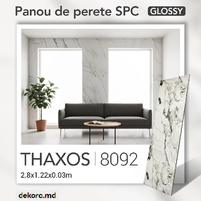 Panou de perete SPC Glossy, Thasos, 8092 2