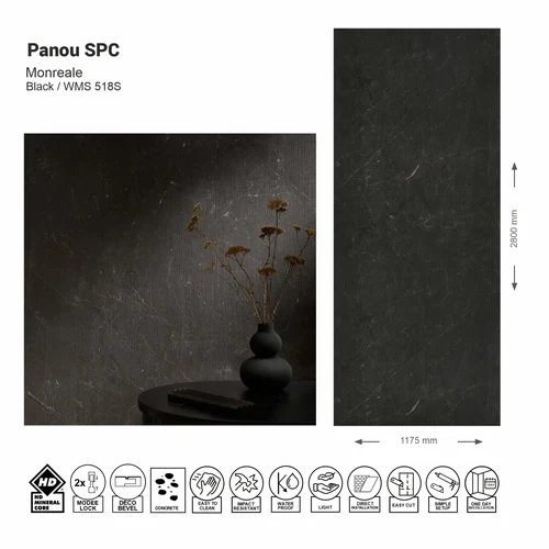 Panou de perete SPC Monreale Black WMS 518S (Made in EU)