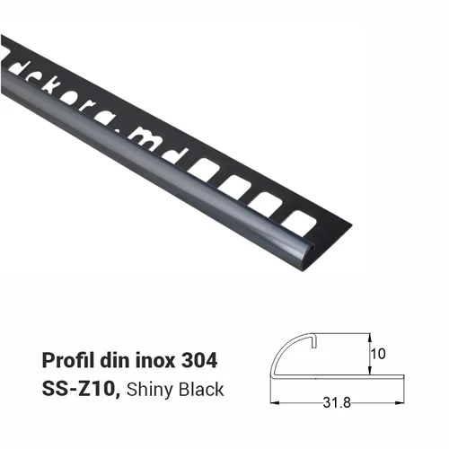 SS-Z10, Profil din inox 10 mm, 2.5m, Shiny Black
