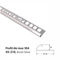 SS-Z10, Profil din inox 10 mm, 2.5m, Brush Silver