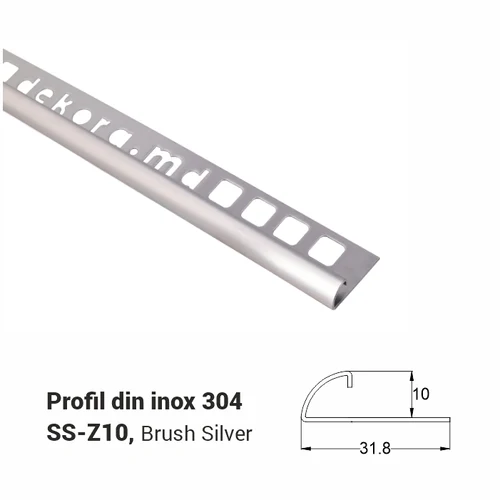 SS-Z10, Profil din inox 10 mm, 2.5m, Brush Silver
