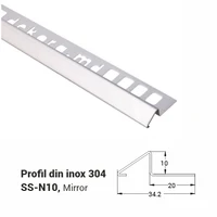 SS-N10, Profil din inox 10 mm, 2.5m, Mirror