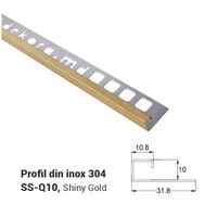 SS-Q10, Profil din inox 10 mm, 2.5m, Shiny Gold