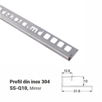 SS-Q10, Профиль из нержавеющей стали 10 мм, 2,5 м, Зеркальный цвет