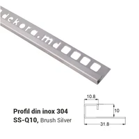 SS-Q10, Profil din inox 10 mm, 2.5m, Brush Silver
