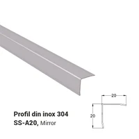 SS-A20, Profil din inox 20 mm, 2.5 m, Mirror