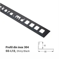 SS-L12, Profil din inox 12 mm, 2.5m, Shiny Black