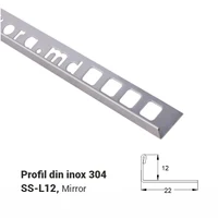 SS-L12, Профиль из нержавеющей стали 12 мм, 2,5 м, Зеркальный цвет