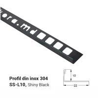 SS-L10, Профиль из нержавеющей стали 10 мм, 2,5 м, Блестящий черный