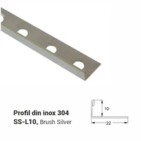 SS-L10, Profil din inox 10 mm, 2.5m, Brush Silver