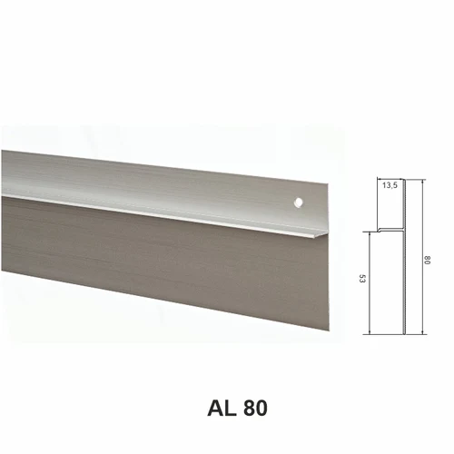 AL 80, Plintă tip ascunsă din aluminiu, Silver Matt, 2,5m