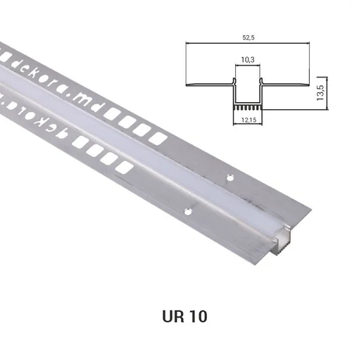 UR10, Profil tip ascuns cu bandă difuzie LED, cu efect separator, Raw, 2.9 m