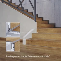PRO S2 Profil aluminiu pentru trepte 5 mm extern B1, 2m, Argint Mat 2