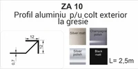ZA10, Profil aluminiu pentru gresie 10 mm, colț exterior, 2.5m, Polish Silver 2