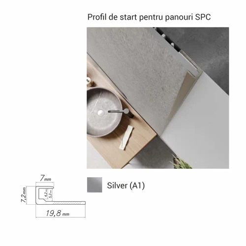 ZAK-A1, Profil de start p/u panouri SPC, 2.8 m, Silver