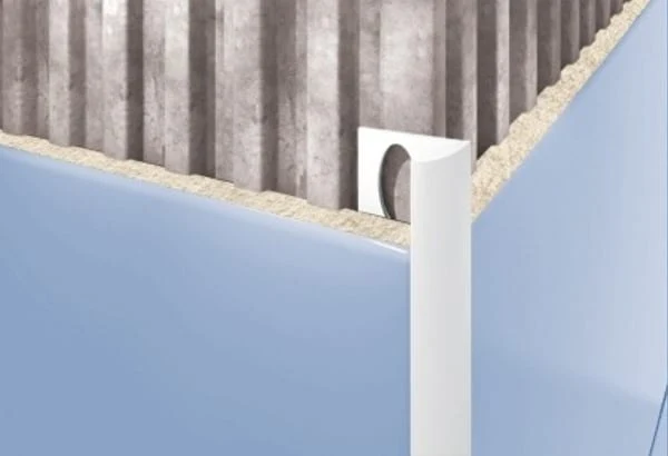 Profil PVC alb  7 mm extern pentru gresie, 2.5 m 2