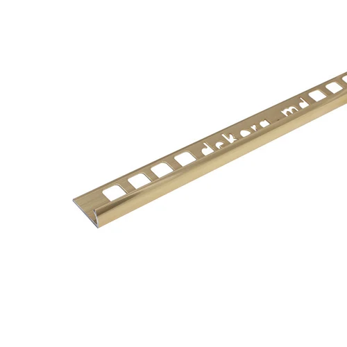 Z10, Profil aluminiu pentru gresie 10 mm, colț exterior, 2.5m, Polish Gold
